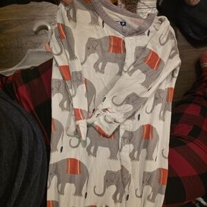 Kickee Pants Bamboo Gray and Red Elephant Kids Pajamas